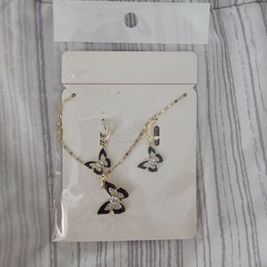 Gold and Black Butterfly Necklace